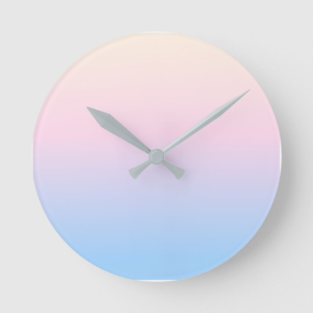 Elegant pastel pink blue bright gradient Colors Runde Wanduhr (Vorderseite)