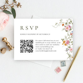 Elegant Pastel Pink Boho Wild Blume Wedding RSVP