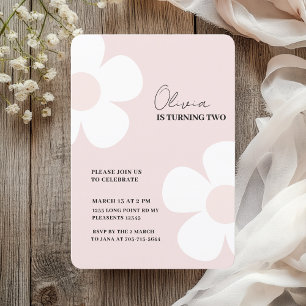 Elegant Pastel Pink Daisy Spring Birthday Einladung