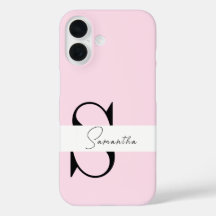 Élégant Pastel Pink Monogram coque iphone