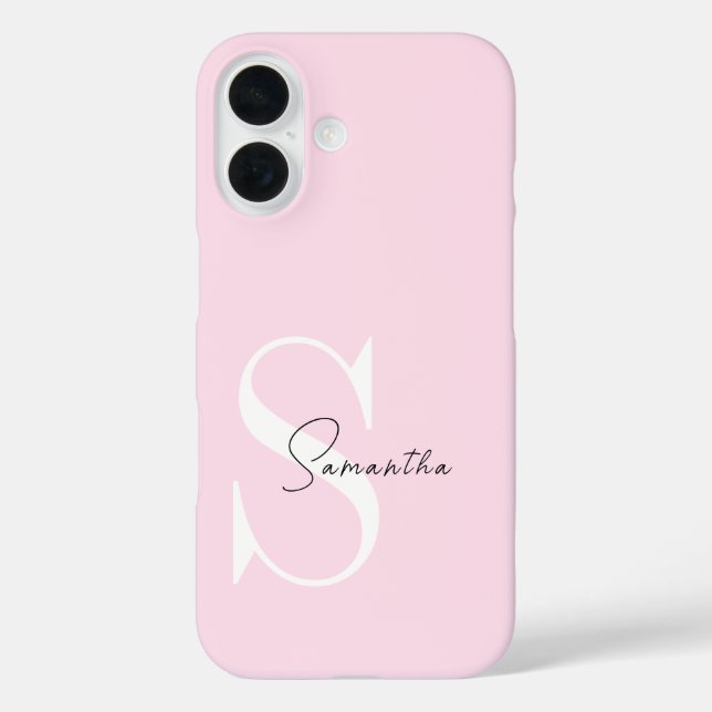 Elegant Pastel Pink Monogram iPhone Case (Rückseite)