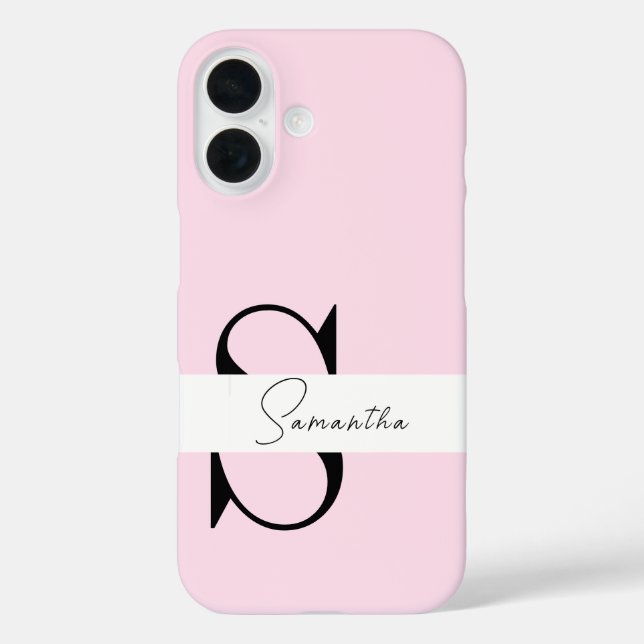 Elegant Pastel Pink Monogram iPhone Case (Rückseite)