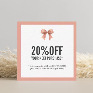 Elegant Pastel Ribbon Shop Nächster Kauf Coupon Mitteilungskarte