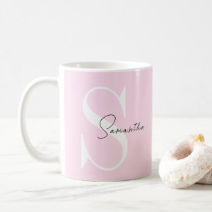Elégant Pastel rose Mug personnalisé avec Monogram