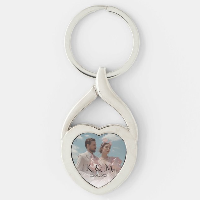 Elegant Pastel Vintage picture Wedding  Schlüsselanhänger (Vorderseite)