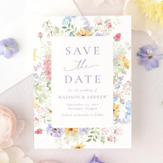 Elegant Pastel Wildflower Garden Wedding Save The Date
