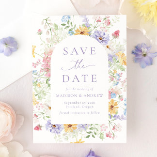 Elegant Pastel Wildflower Garden Wedding Save The Date