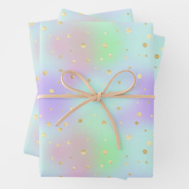 Elegant Pastels Gold Glitter  Geschenkpapier Set