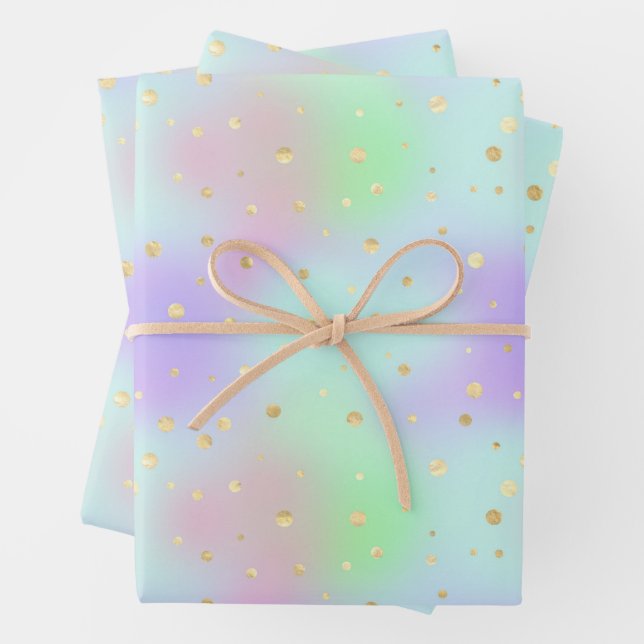 Elegant Pastels Gold Glitter  Geschenkpapier Set (Beispiel)