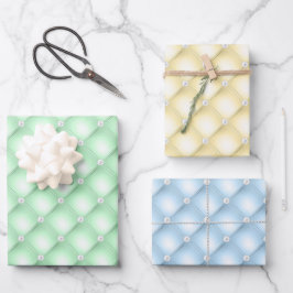 Elegant Patel Grün, Gelb & Blau Diamant getupft Geschenkpapier Set
