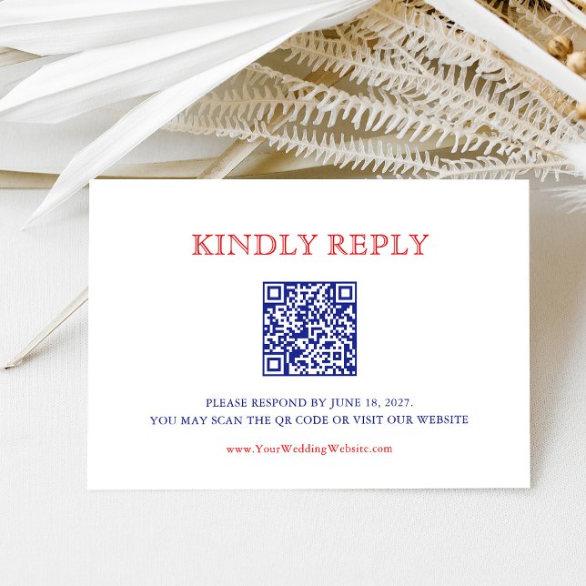 Elegant Patriotic 4th of July Wedding | QR Code RSVP Karte (Von Creator hochgeladen)