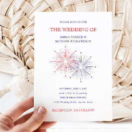 Elegant Patriotic Fireworks | 4th of July Wedding Einladung