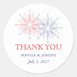 Elegant Patriotic Fireworks | 4th of July Wedding Runder Aufkleber