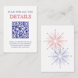 Elegant Patriotic Fireworks Wedding Detail QR Code Begleitkarte