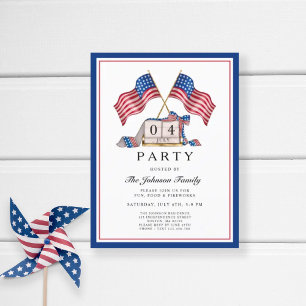 Elegant Patriotic USA Flag 4. Juli Einladungspostkarte