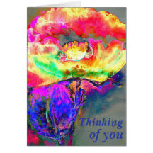 Élégant pavot à fleurs rose jaune abstrait