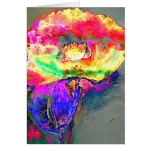 Élégant pavot à fleurs rose jaune abstrait