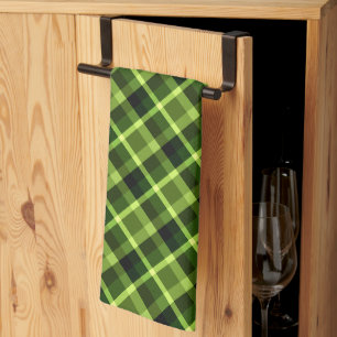 Elégant Pea Green Plaid Motif serviette de cuisine