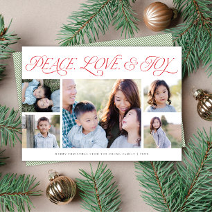 Elégant Peace Love Joy Holiday 5 Cartes photos