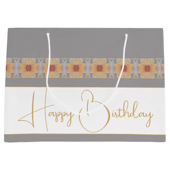 Elegant Peach Floral Große Geschenktüte (Vorderseite)