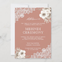 Elegant Peach Floral Lace Islamischer Mehndi