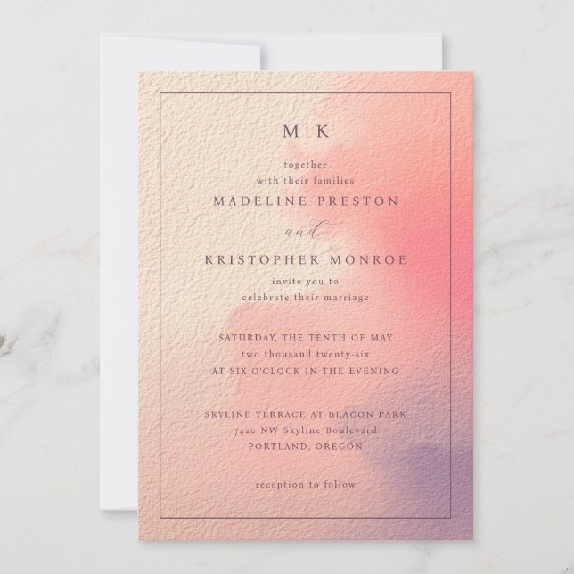 Elegant Peach Gradient Wedding Invitation (Devant)
