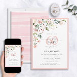 Elegant Peach Pink Floral Script 60. Geburtstag Einladung<br><div class="desc">Mit diesem wunderschönen Pfirsichpfirsichrosa-Schriftzeichen zum 60. Geburtstag laden wir Sie zum 60. Geburtstag ein! Mit einem exquisiten Bouquet aus rosafarbenen Blume und botanischer Vegetation ist diese luxuriöse Karte ein Set für Ihre Feier. Die elegante Kalligrafie mit Schreibschrift bietet Eleganz und Modernität, wenn Sie die Details Ihres Geburtstagsbashs personalisieren. Diese atemberaubende...</div>
