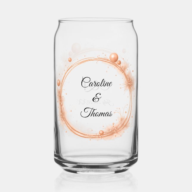 Elegant Peach Sparkle Wedding Script Calligraphy (Recto)