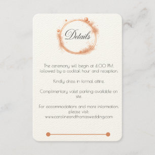Elegant Peach Sparkle Wedding Script Calligraphy Begleitkarte