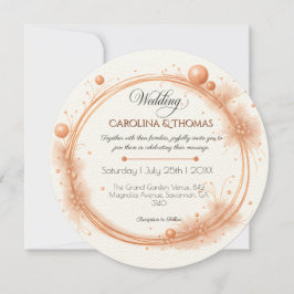Elegant Peach Sparkle Wedding Script Calligraphy Einladung