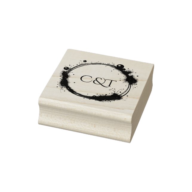 Elegant Peach Sparkle Wedding Script Calligraphy Gummistempel (Stempel)