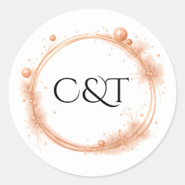 Elegant Peach Sparkle Wedding Script Calligraphy Runder Aufkleber