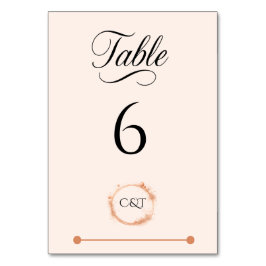 Elegant Peach Sparkle Wedding Script Calligraphy Tischnummer