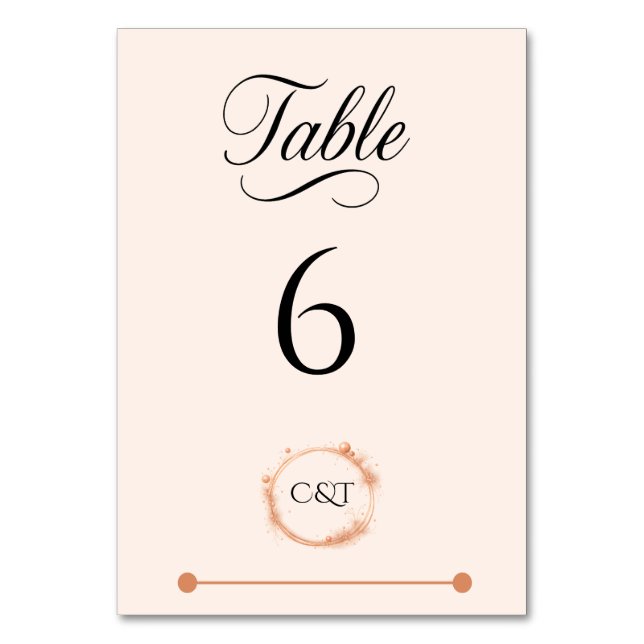 Elegant Peach Sparkle Wedding Script Calligraphy Tischnummer (Vorderseite)
