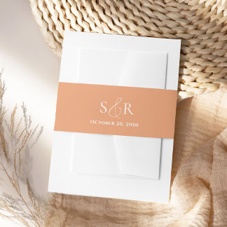 Elegant Peach Wedding Monogram Simple Einladungsbanderole