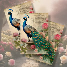 Elegant Peacock Birdcage Floral Ephemera Decoupage Seidenpapier