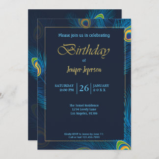 Elegant Peacock Birthday Einladung