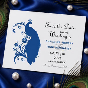 Élégant Peacock Bleu Plat Enregistrer La Carte Dat