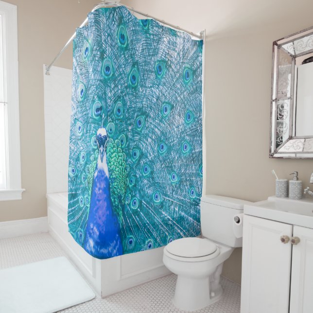 Élégant Peacock Coloré | Rideau de douche (En situation)