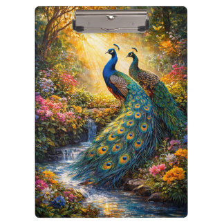Elegant Peacock Design Clipboard | Klemmbrett
