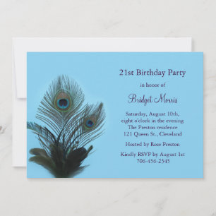 Elegant Peacock Einladung zum 21. Geburtstag