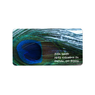 Elegant Peacock Feather Adressaufkleber