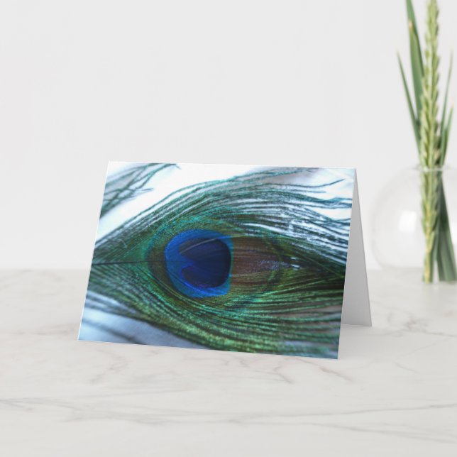 Elegant Peacock Feather Karte (Vorderseite)