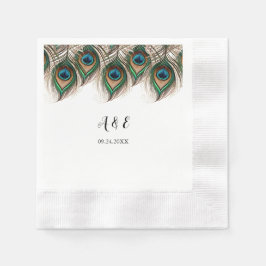 Elegant Peacock Feather Wedding Napkins Serviette