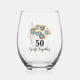 Elegant Peacock Feathers 50 Jahre alt Weinglas Ohne Stiel