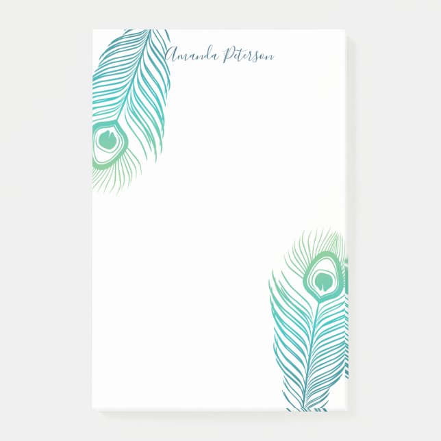 Elegant Peacock Feathers Post-it Notes Post-it Klebezettel (Vorderseite)