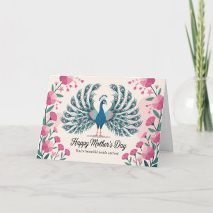 Elegant Peacock Mütter Day Floral Animal Lover Feiertagskarte