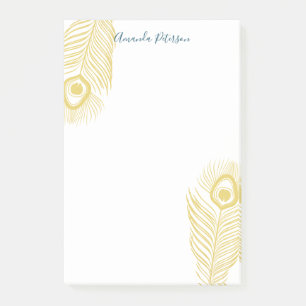Elégant Peacock Or Plumes post-it Notes