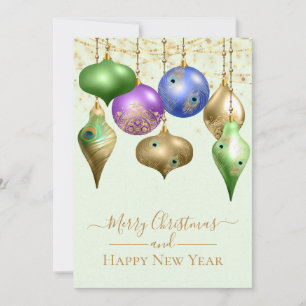 Élégant Peacock Ornement Joyeux Noël Carte Plat