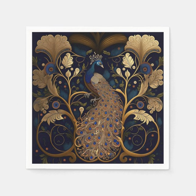 Elegant Peacock Paper Napkins Serviette (Vorderseite)